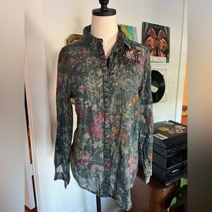 Boho Floral Button-Up Shirt